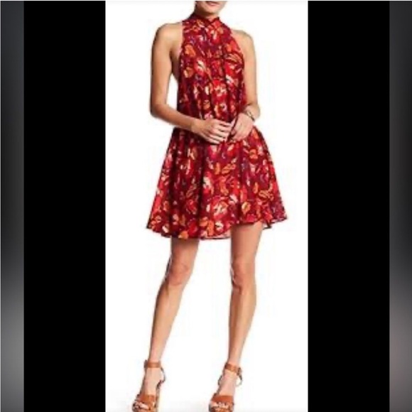 Free People Dresses & Skirts - Intimately Free People Dress High Neck Flowy
Swing Dress sz M floral Burgundy